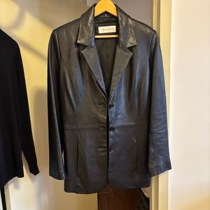 New Vintage Jones New York Black Leather Blazer. Genuine leather. Size M